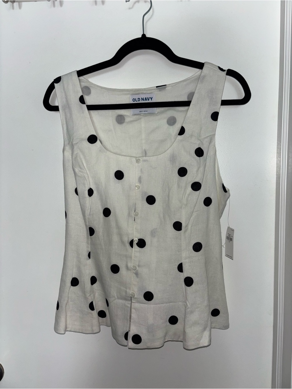 NWT Old Navy Cream Tank Top with Black Polka Dots